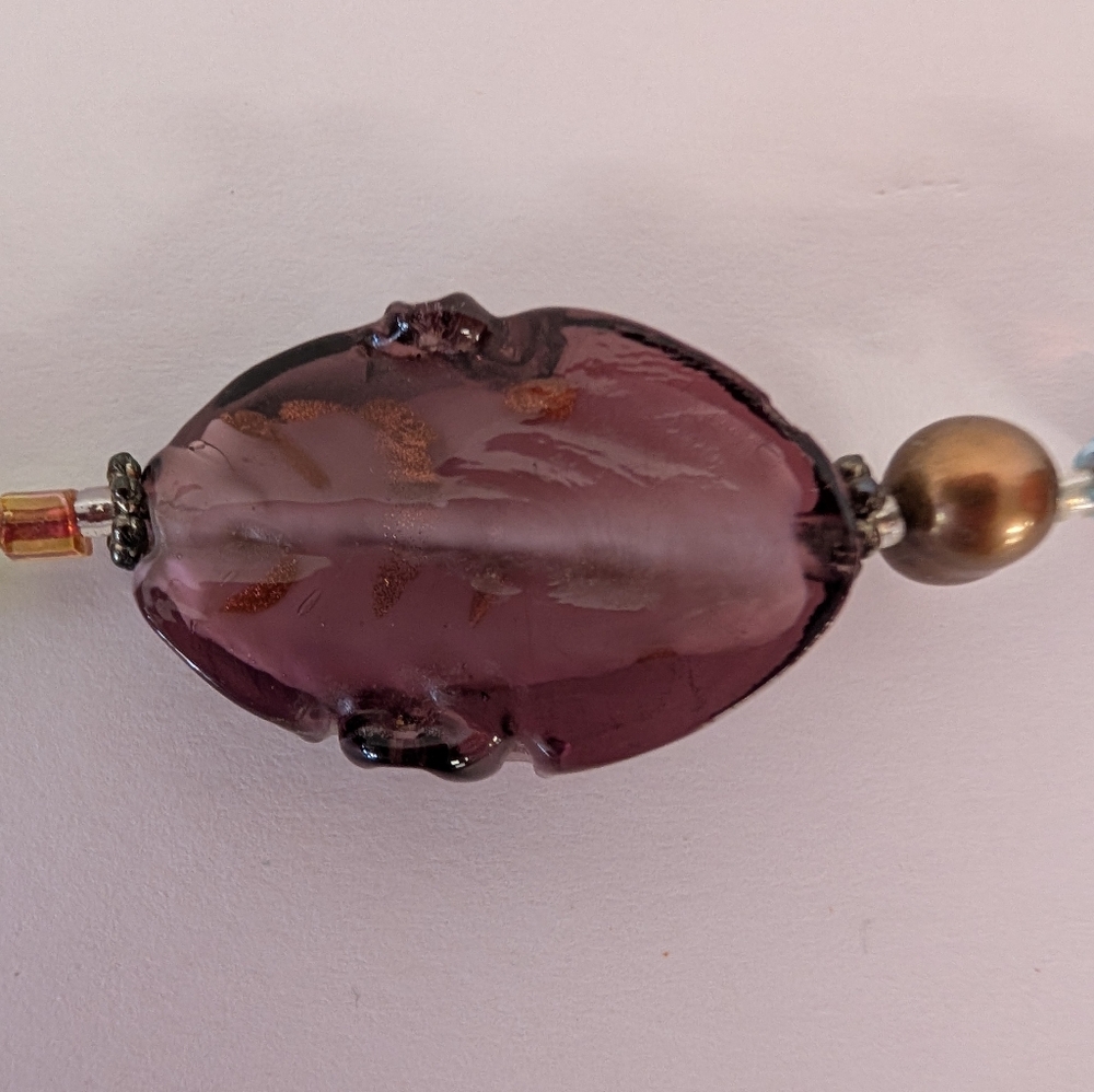 Vintage Necklace Venetian Murano  Beads In Pink And Blue - Picture 6 of 8